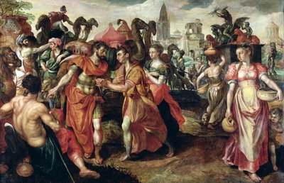 Laban cerca Eliezer al pozzo da Maarten de Vos